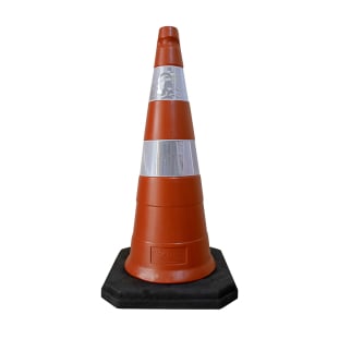 Cone Sinalização Refletivo PE Laranja com Base PVC Preta 75cm Plastcor